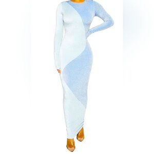 NWT! “GLOW AT IT” NAKED WARDROBE SHIMMERY MAXI DRESS SIZE L